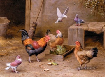 Hausgeflügel Werke - Hühner in einem Bauernhof Bauernhof Tiere Edgar Hunt